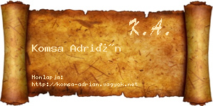 Komsa Adrián névjegykártya