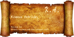 Komsa Adrián névjegykártya